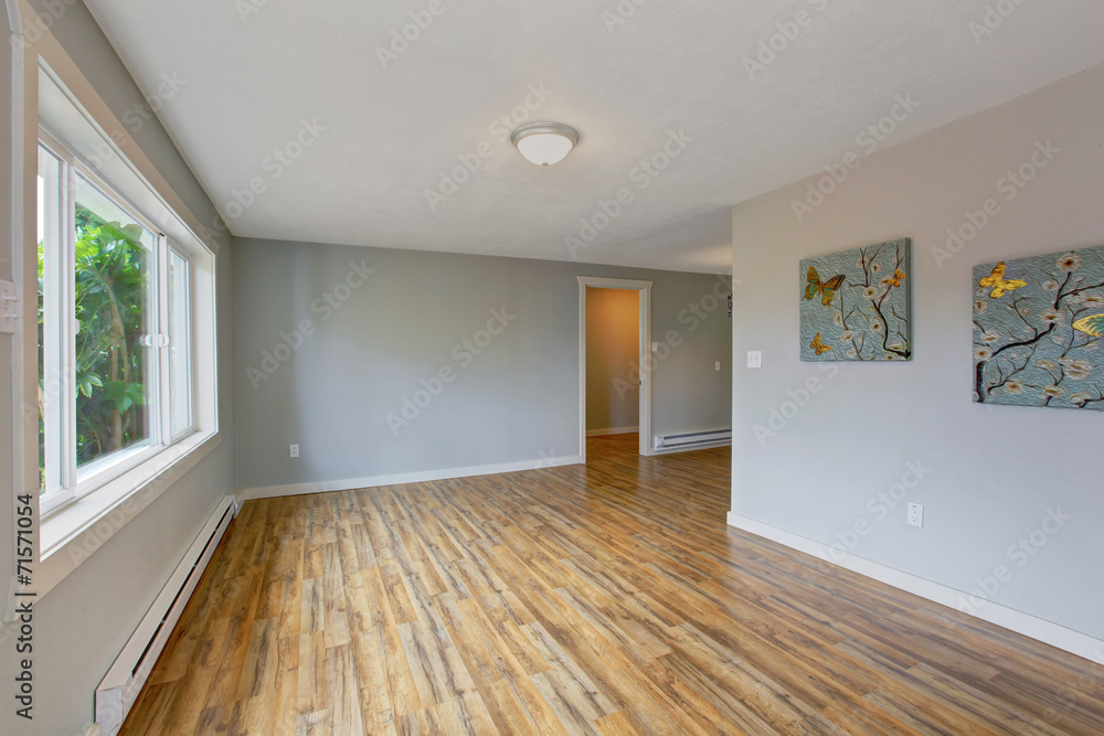 Fototapeta premium Empty house interior with light blue walls