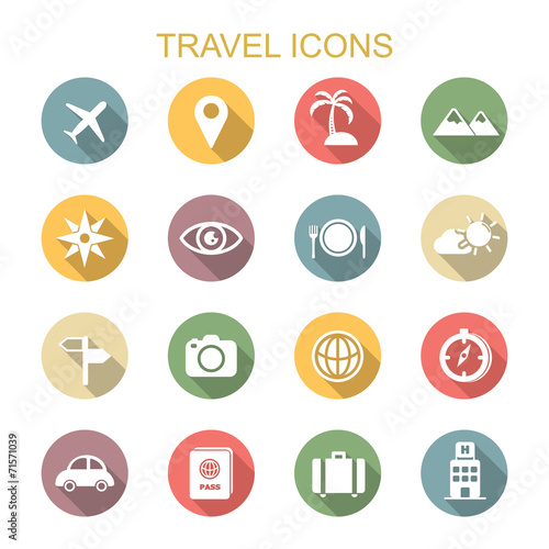 travel long shadow icons