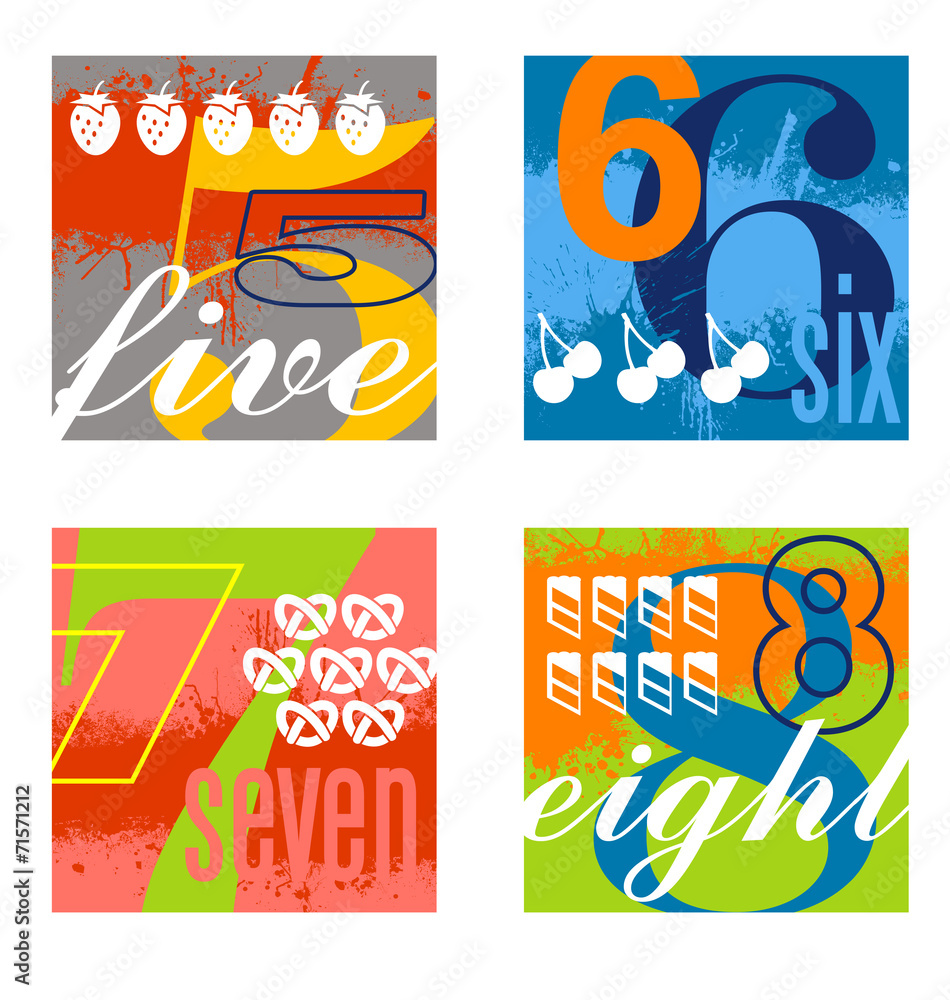 colorful number designs set 2