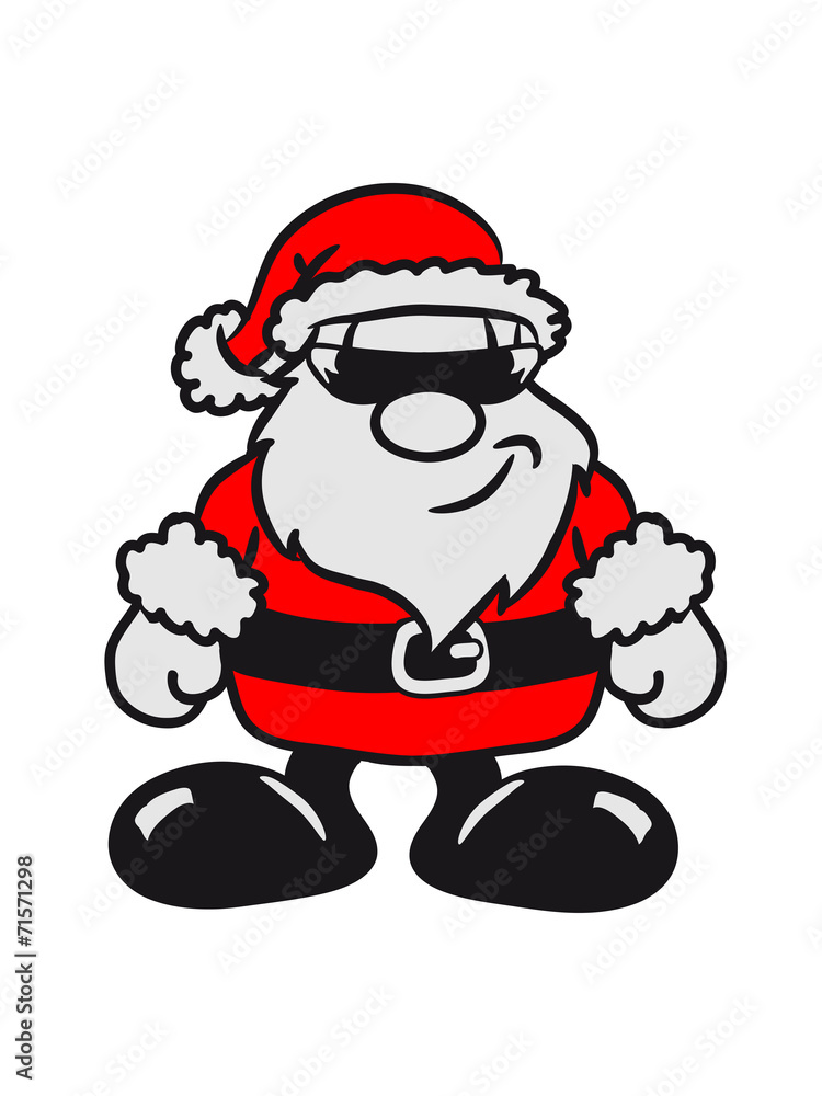 Obraz premium Weihnachtsmann weihnachten Zipfelmütze sonnenbrille