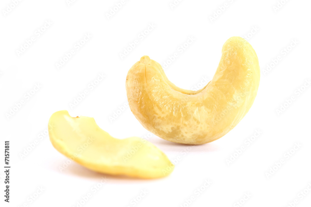 Several cashew nuts, isolated on white Several cashew nuts, isolated on white