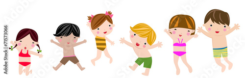 Summer children jumping