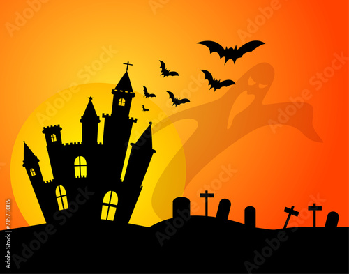 Castle silhouette and ghost