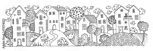 Hand drawing houses