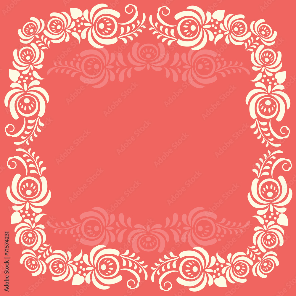 Frame of floral elements. Vector frame in gzhel style. Frame of floral elements. Vector frame in gzhel style.