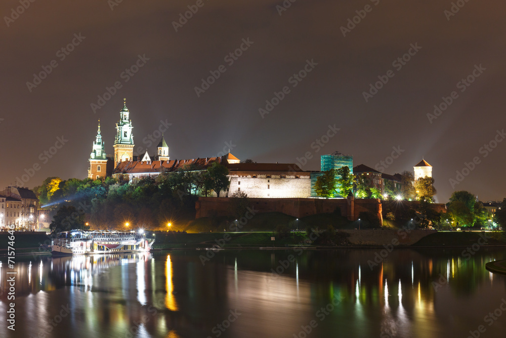 Night view of Wawel Castle in Cracow, Poland. Night view of Wawel Castle in Cracow, Poland.