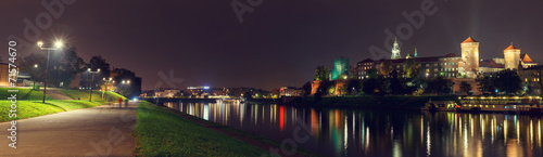 Night view of Wawel Castle in Cracow, Poland. #71574670