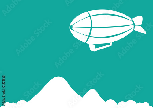 Illustration of Air Ship Against Green Background