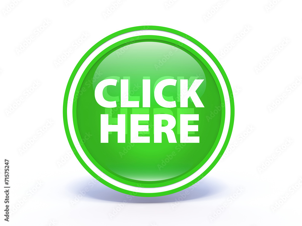 Click here circular icon on white background Click here circular icon on white background