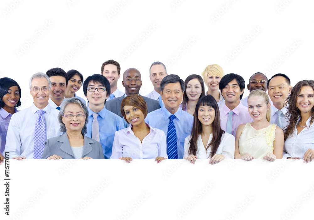 Large Group of Business People Holding Board Large Group of Business People Holding Board