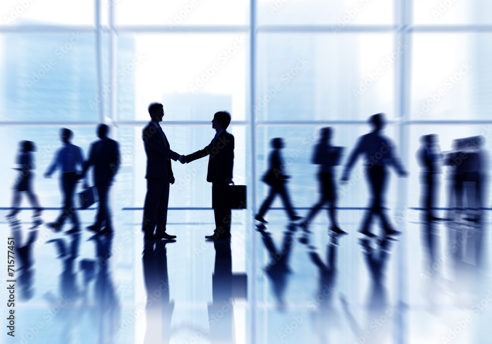 Silhouette Group of Global Business People Greeting Silhouette Group of Global Business People Greeting