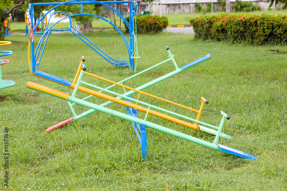 Empty seesaw on a playground