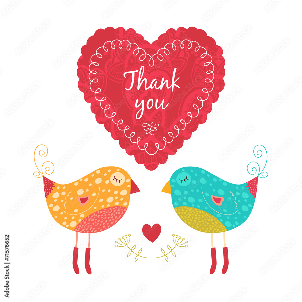 Thank you card with birds Thank you card with birds