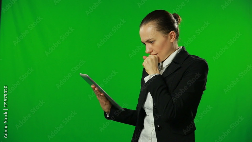 Successful businesswoman with tablet. FULL HD, green screen Successful businesswoman with tablet. FULL HD, green screen