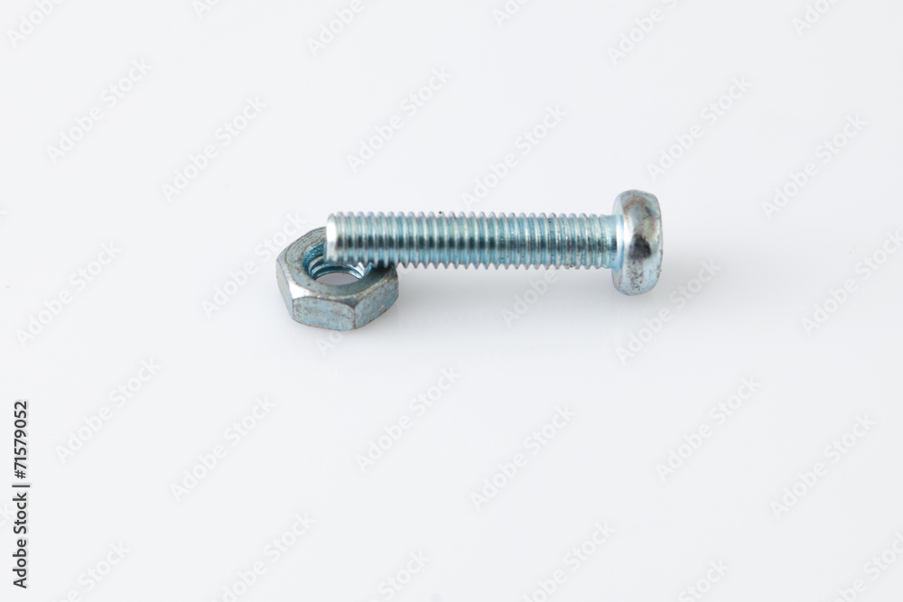 bolt and nut on white background bolt and nut on white background