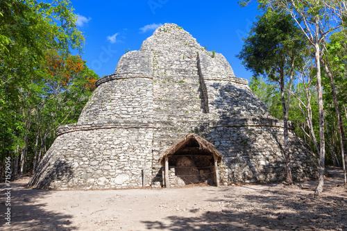 Xaibe pyramid in the ruined city of Coba, Yucatan, Mexico