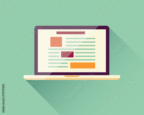 Flat icon laptop, electronic device, responsive web design