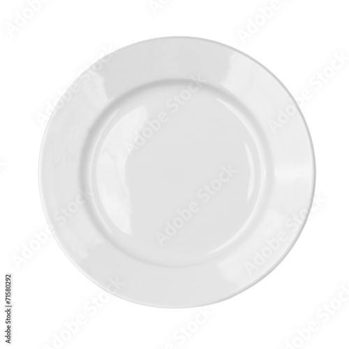 Empty white dish plate isolated with clipping path included
