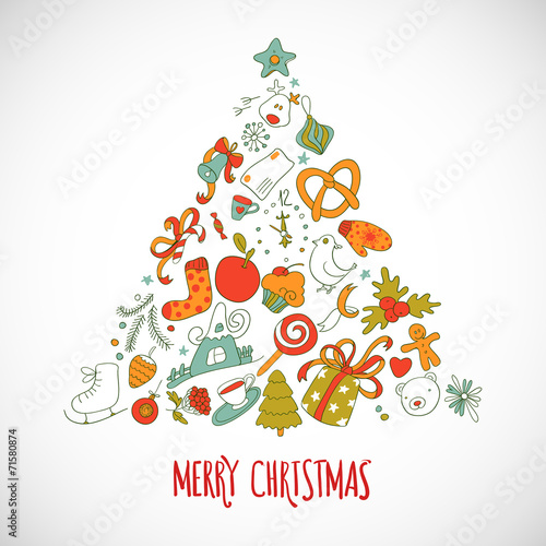 Triangle geometric shape vector with christmass drawing elements