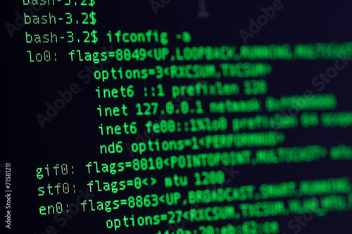 Photography UNIX bash shell green color on black background