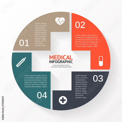 Medical circle plus sign infographic, diagram