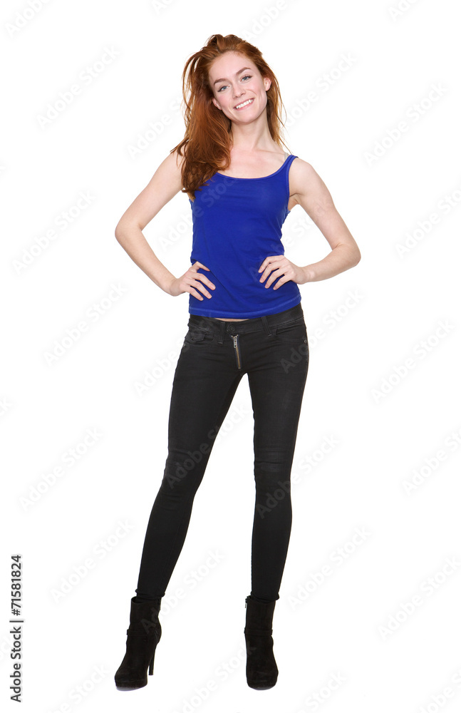 Attractive young woman with red hair smiling Attractive young woman with red hair smiling