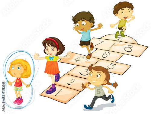 Children and hopscotch