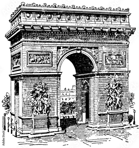Vintage image Triumphal Arch Paris