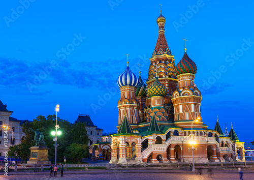 Night view of Saint Basil's Cathedral in Moscow. Russia