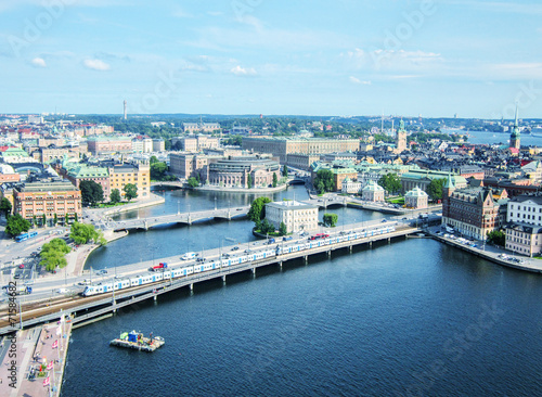 Stockholm, Sweden. Aerial view of the Old Town (Gamla Stan).