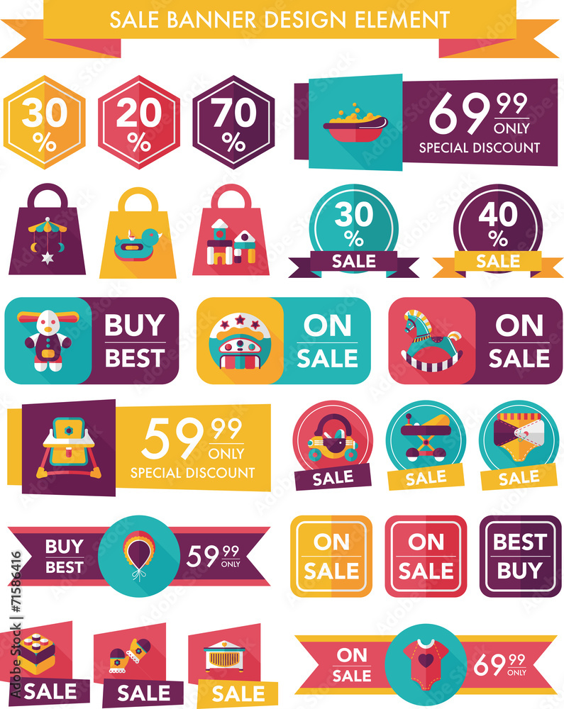 baby sale banner design flat background set, eps10 baby sale banner design flat background set, eps10
