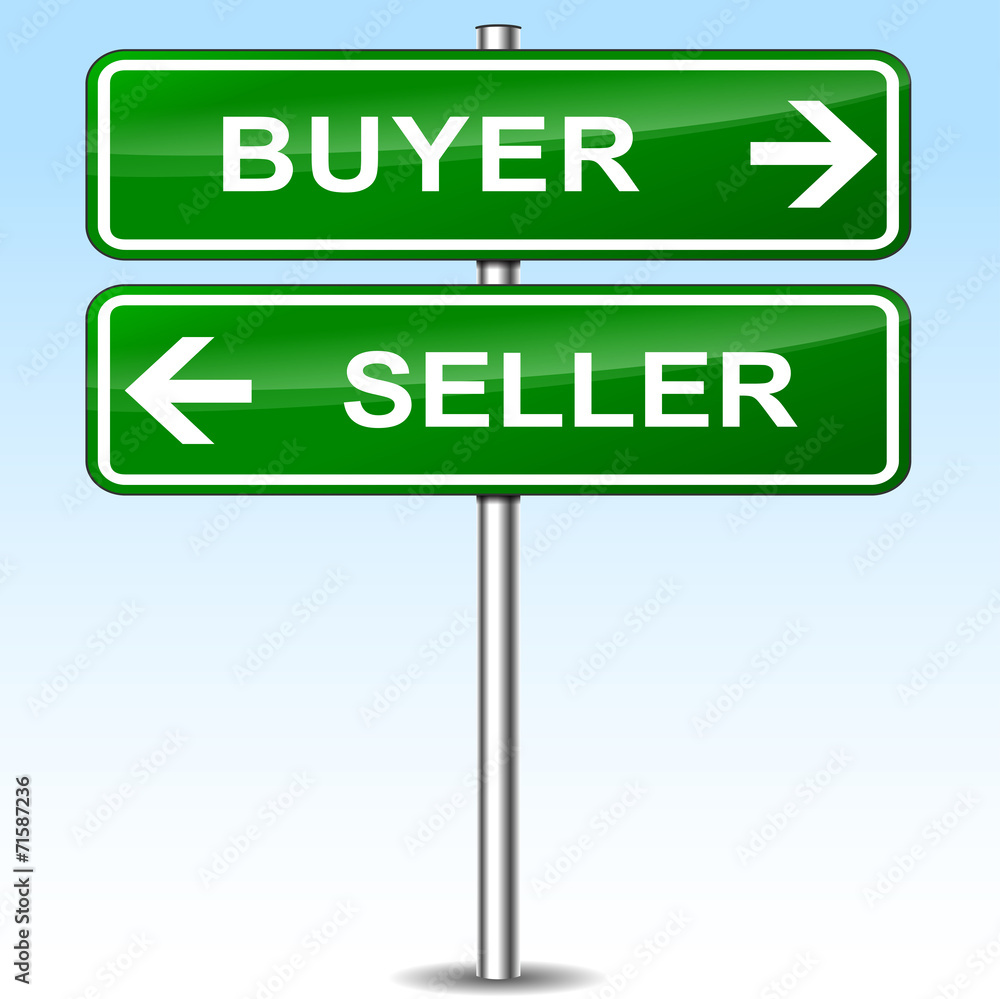 buyer and seller green sign