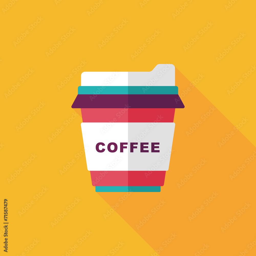 takeaway coffee flat icon with long shadow,eps10 takeaway coffee flat icon with long shadow,eps10