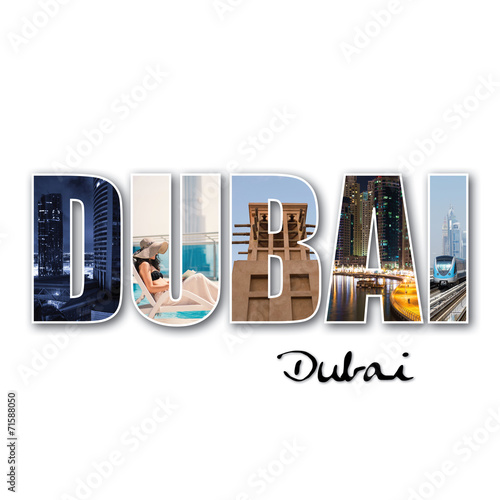 Canvas Print Dubai collage of different famous locations.