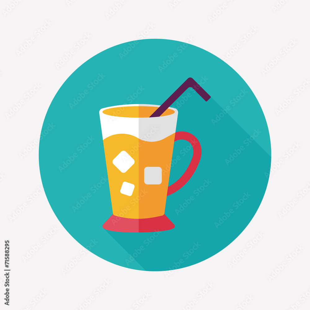iced drink flat icon with long shadow,eps10 iced drink flat icon with long shadow,eps10