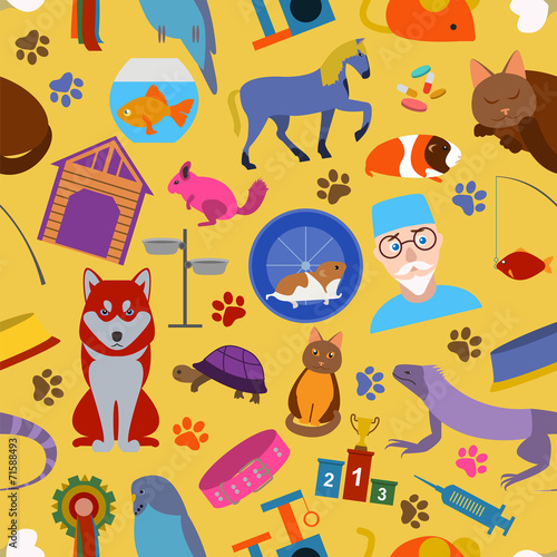 Domestic pets background. Pattern. Seamless