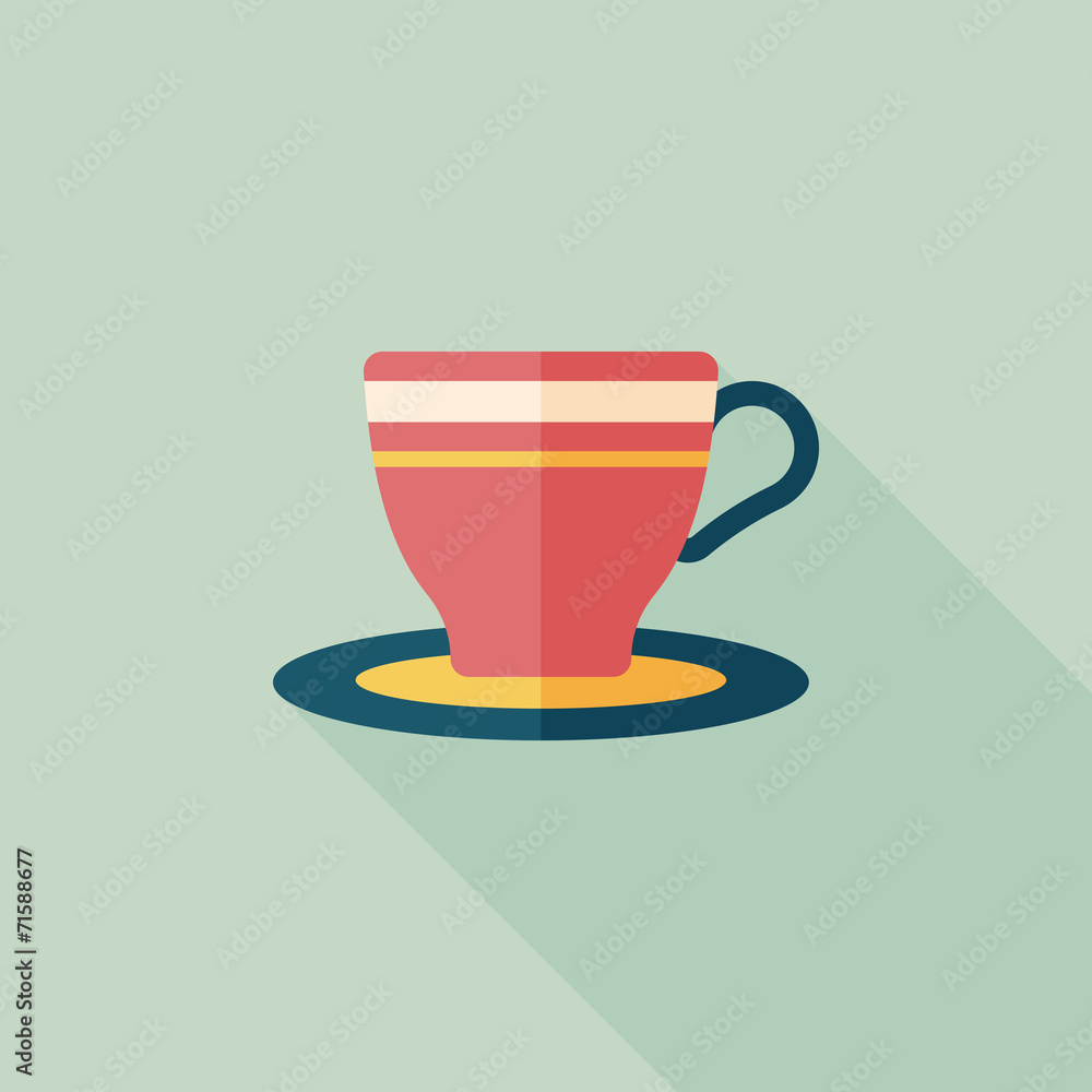 coffee cup flat icon with long shadow,eps10 coffee cup flat icon with long shadow,eps10