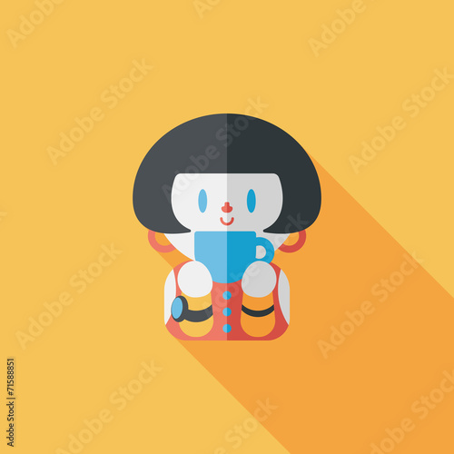 lady drinking coffee flat icon with long shadow,eps10
