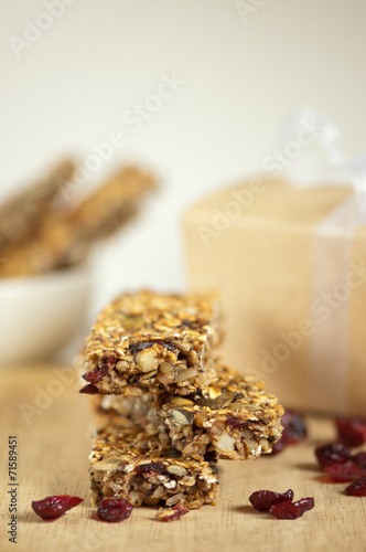 Healthy vegan organic granola bars