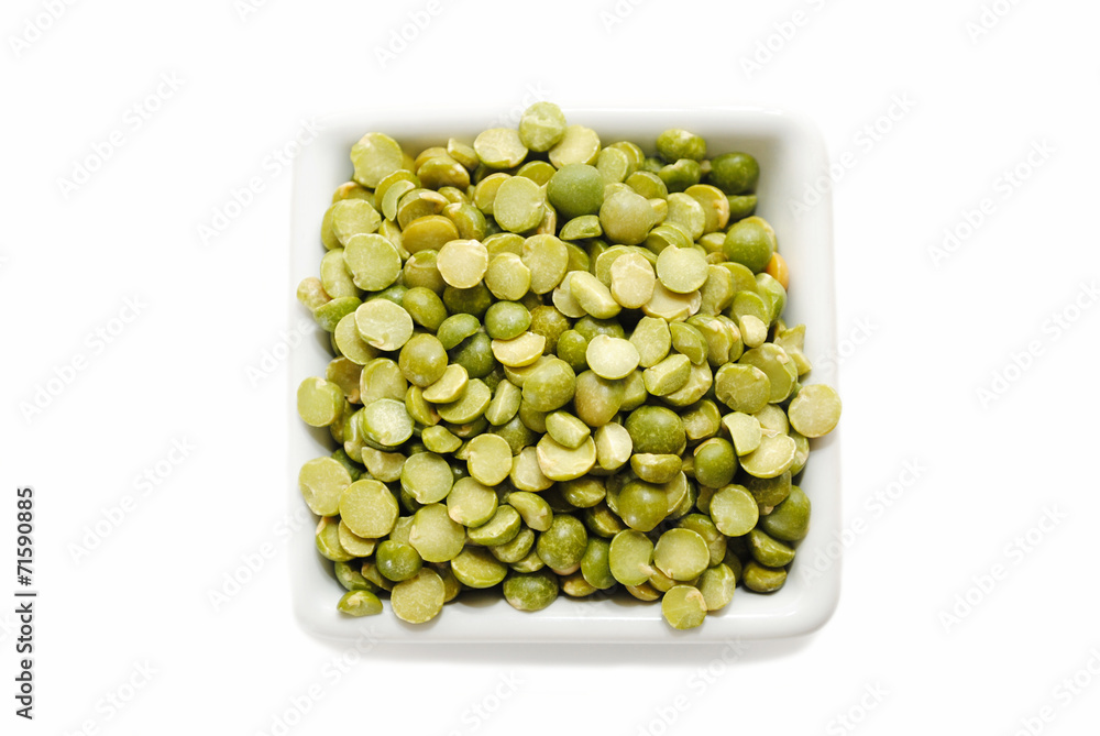 Dried Split Peas in a Square White Bowl Dried Split Peas in a Square White Bowl