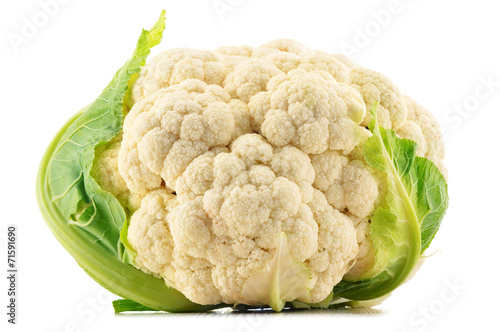 Fresh organic cauliflower isolated on white