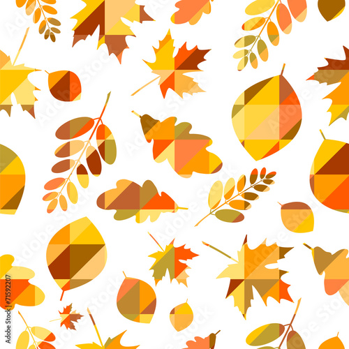 Seamless pattern with different autumn leaves