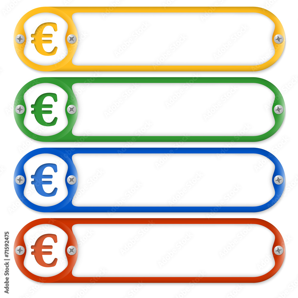 four frames with screws and euro symbol four frames with screws and euro symbol