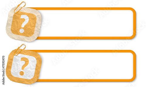 yellow frames with texture crumpled paper and question mark