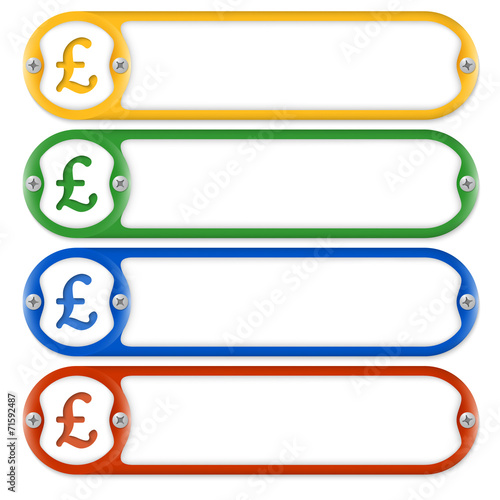 four frames with screws and pound sterling symbol