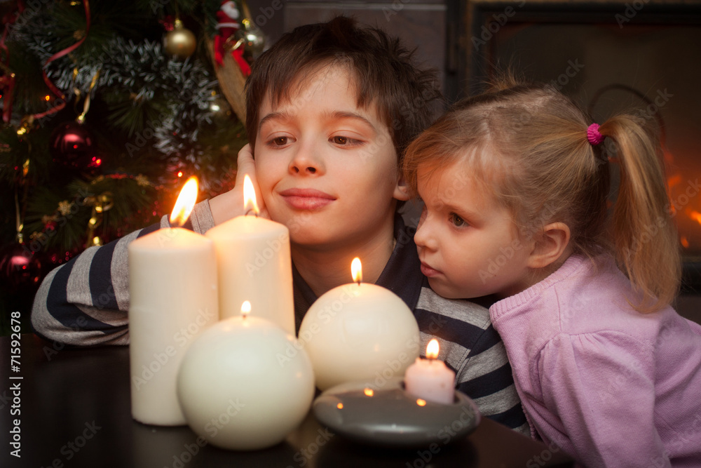 happy boy and girl with candles happy boy and girl with candles