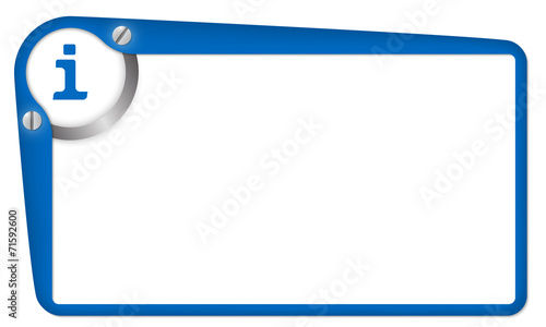 blue vector box for text with info symbol