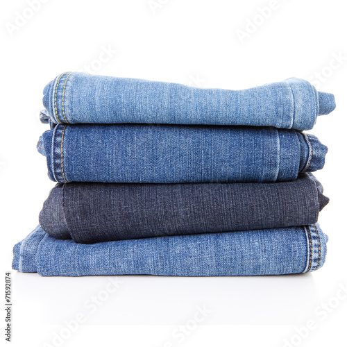 Pile of blue jeans