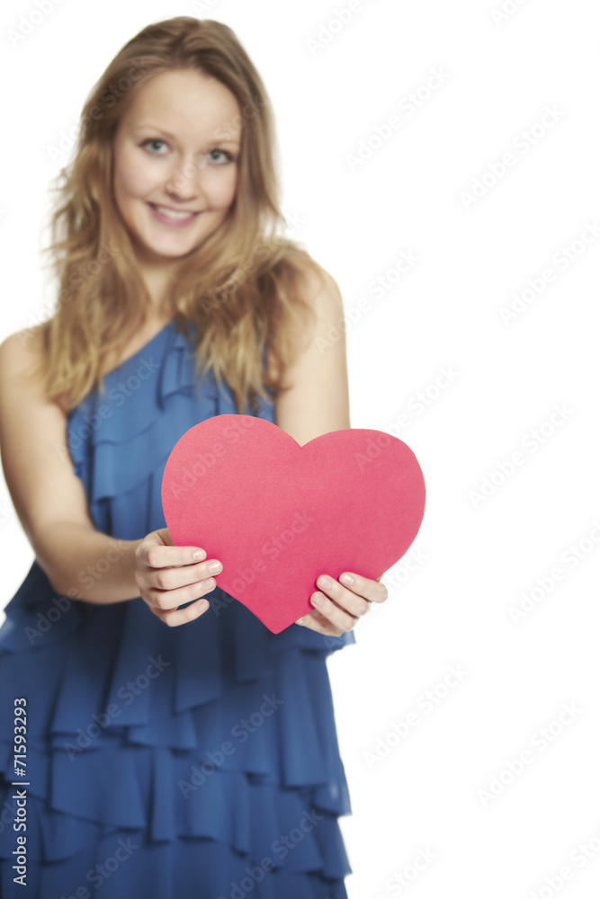 Portrait holding valentine heart, portrait Portrait holding valentine heart, portrait