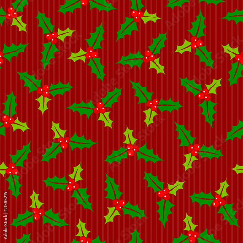 Seamless Pattern Holly Red